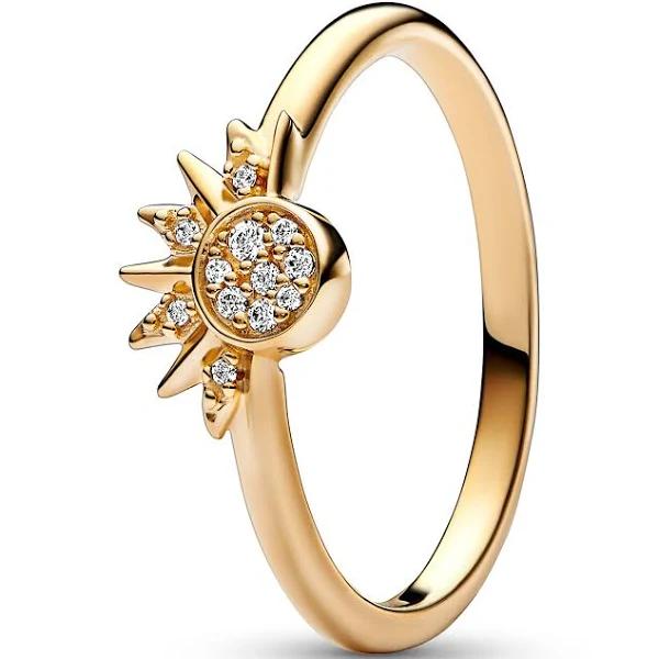 Pandora Celestial Sparkling Sun Ring - 14K Gold-Plated Unique Metal Blend / Cubic Zirconia - Sz. 50