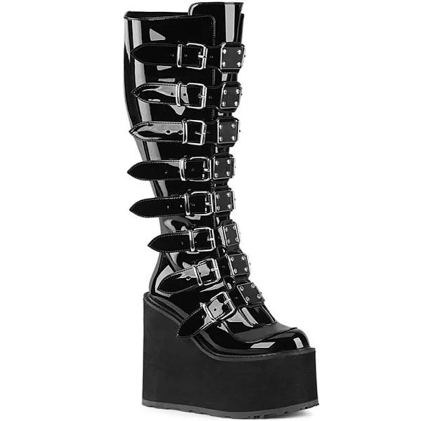 Demonia SWING-815WC Black Patent Size 10