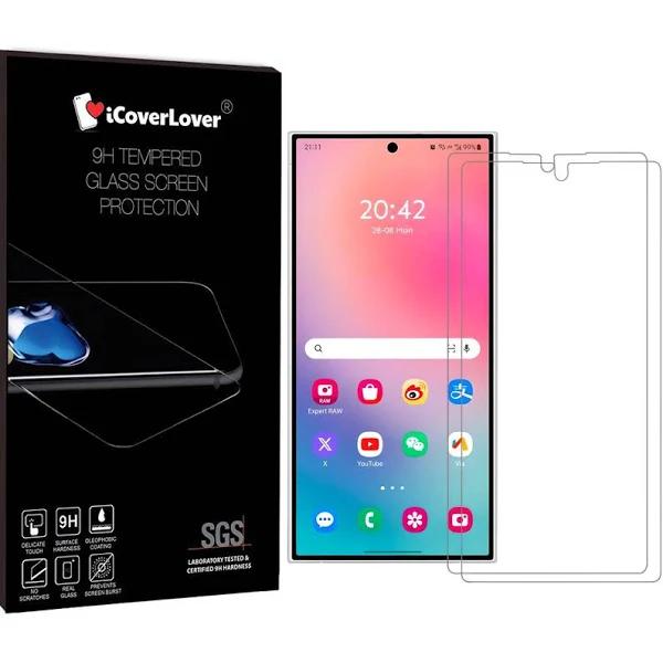 iCoverLover 2-Pack Samsung Galaxy S24 Ultra Glass Screen Protectors Clear