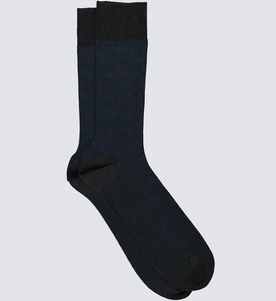 Hawes & Curtis Men's Grey Plain Ribbed Cotton Rich Socks