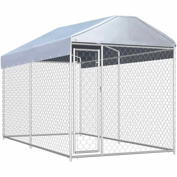 Outdoor Dog Kennel With Roof 382x382x225 cm