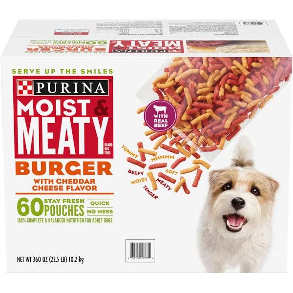 Purina Moist & Meaty Burger with Cheddar Cheese Flavor Dog Food, 60 ct./6 oz.