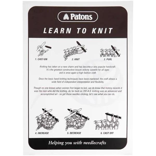 Patons Learn to Knit Book Leaflet