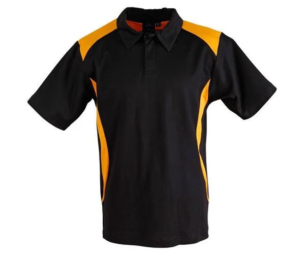 Secret | Mens TrueDry Contrast Short Sleeve Polo Black+Gold XL