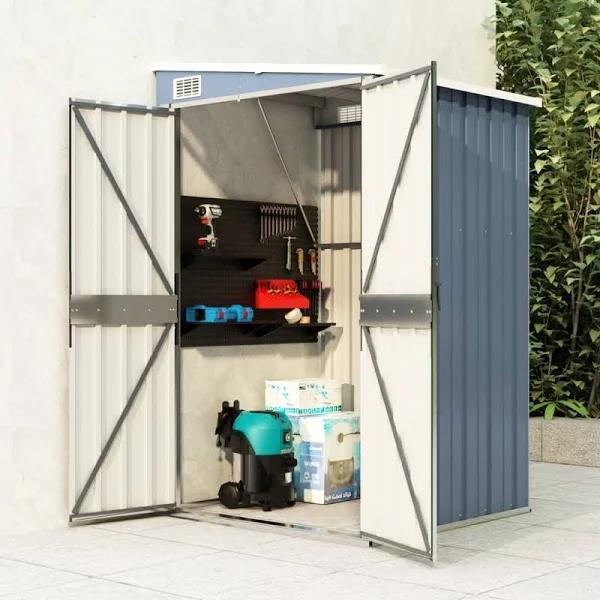 NNEVL Wall-mounted Garden Shed Grey 118x100x178 cm Galvanised Steel