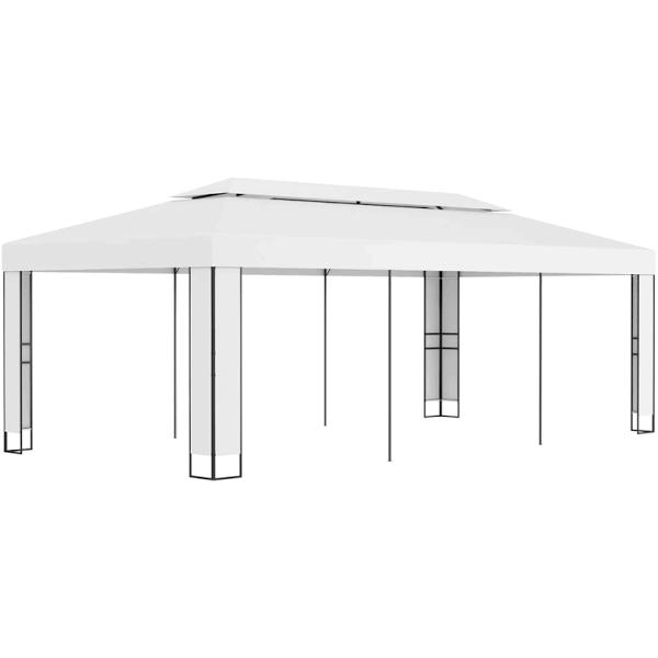 vidaXL - Gazebo with Double Roof - White - 3x6 M