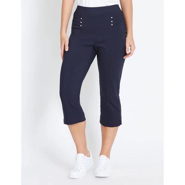 Rockmans Crop Bengaline Pants - Size 10 - Womens - Navy