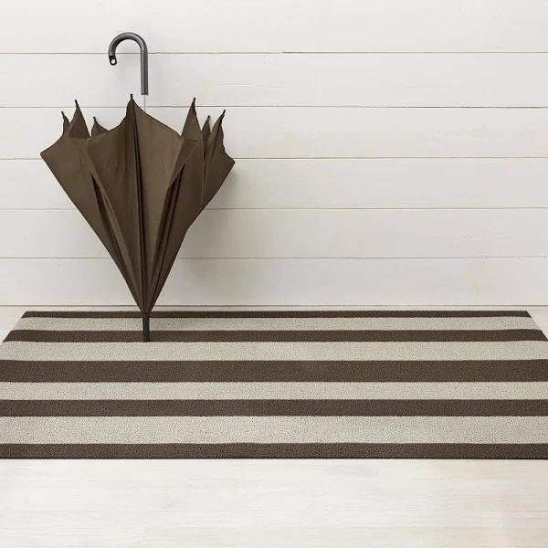 Chilewich Bold Stripe Shag Doormat Pebble Small