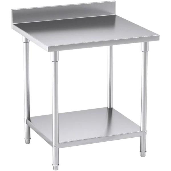 SOGA Commercial Catering Kitchen Stainless Steel Prep Work Bench Table with Back Splash 120*70*85cm