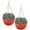 SOGA Red Medium Hanging Resin Flower Pot Self Watering Basket Planter Outdoor