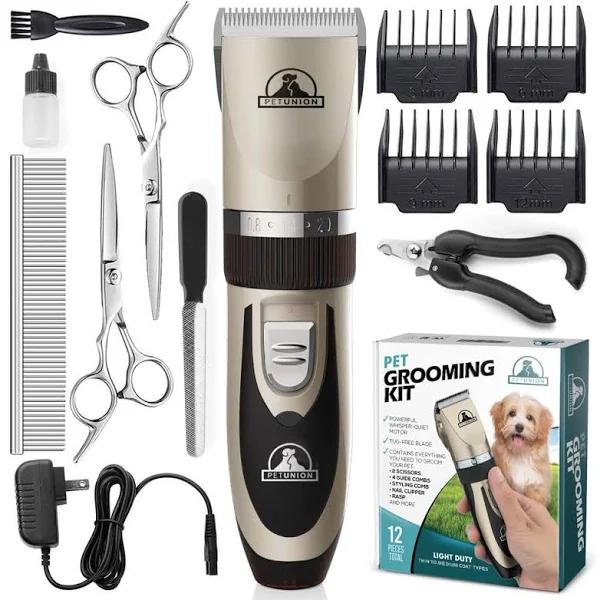 Pet Union Professional Dog Grooming Kit - Rechargeable, Cordless Pet Grooming Clippers & Dog Grooming Accessories, Low Noise & Suitable Dog Clippers,