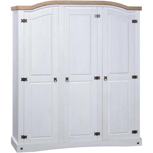 vidaXL Wardrobe Mexican Pine Corona Range 3 Doors White