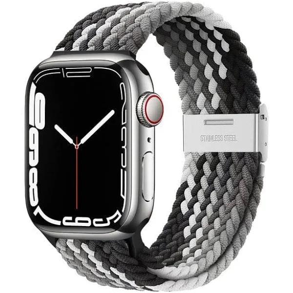 Braided Loop Band For Apple Watch, Sport Band For Apple Watch, AU Straps For iWatch, Black & Grey / 42mm, 44mm & 45mm