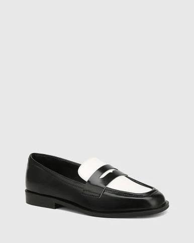 Dallas Black and White Leather Loafer