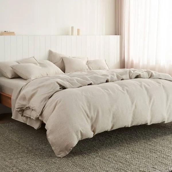 Eve Linen | Oatmeal Quilt Cover | Super King | Sheet Society