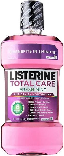 Listerine Total Care Anticavity Fluoride Mouthwash, Fresh Mint, 1 L, Kids Unisex, Size: Pack of 1, Other