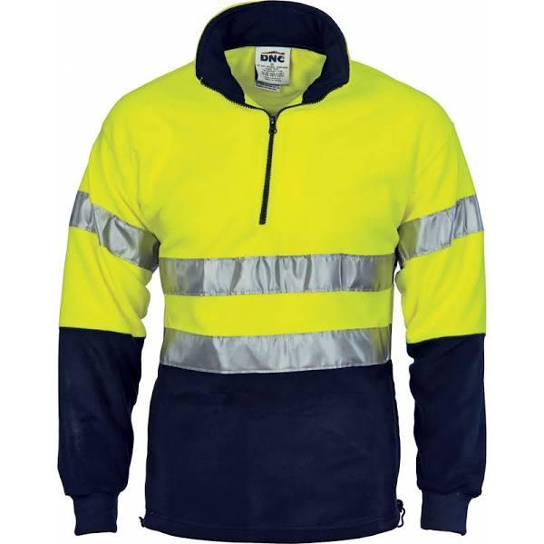 DNC HiVis Two Tone 1/2 Zip Polar Fleece with 3M R/Tape - Yellow/Navy