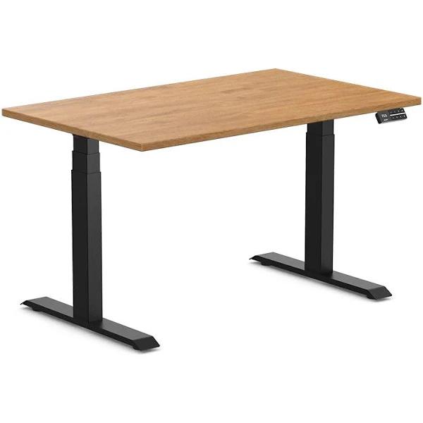 Desky Dual Rubberwood Sit Stand Desk Light Oak / 1200x700/750mm / Matte Black