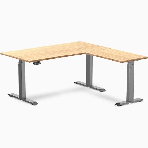 Desky Bamboo L-Shape Sit Stand Desk - Bamboo 1500x750x1550x500mm