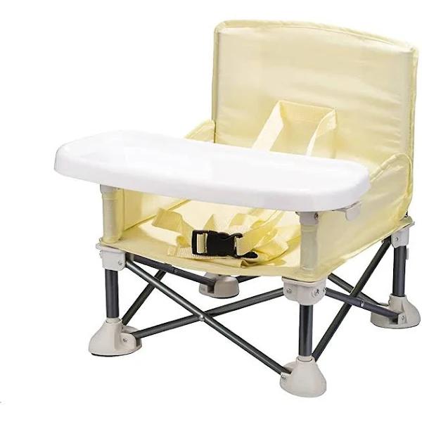 Baby Travel Booster Seat - Toddler Foldable Camping Chair | Compact Portable Baby Seat With Removable Dining Tray For Boys Girls Khaki