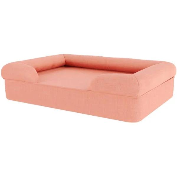 Large Memory Foam Dog Bed - Omlet Bolster Dog Bed in Peach Pink