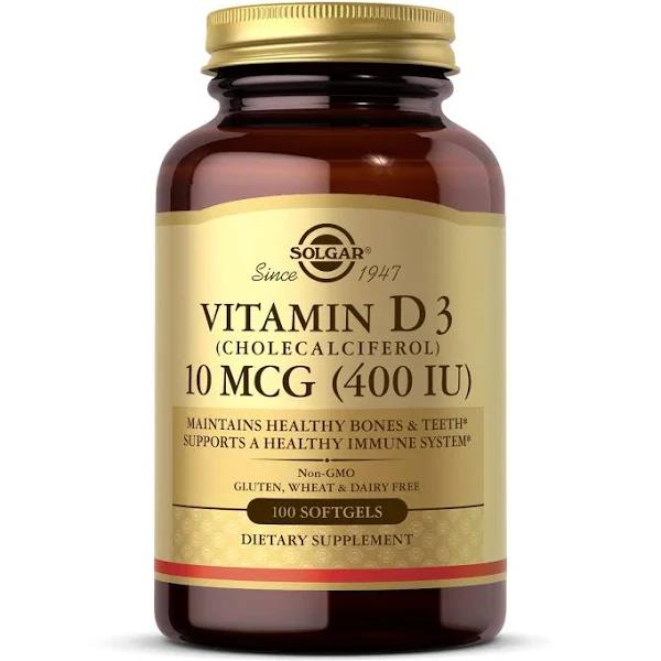 Solgar Vitamin D3 (Cholecalciferol) 400 IU 100 Softgels