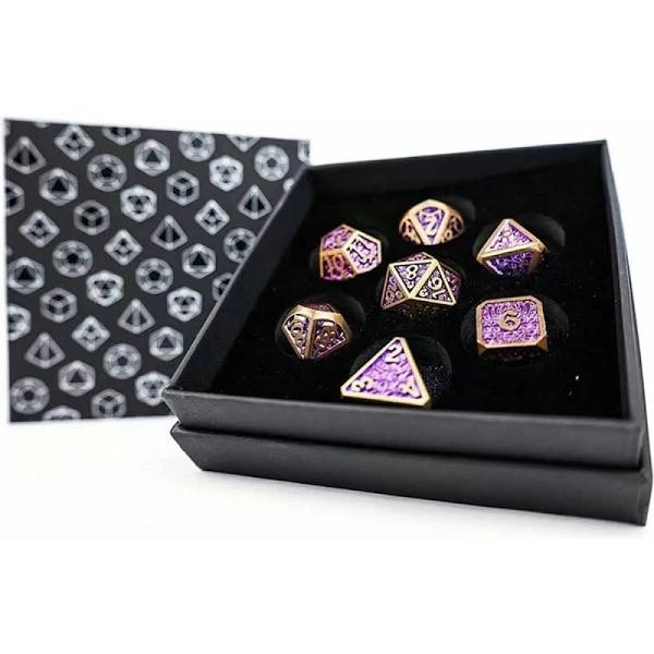 LPG Dice Set - Metal RPG Draco (Bright Purple Brass)