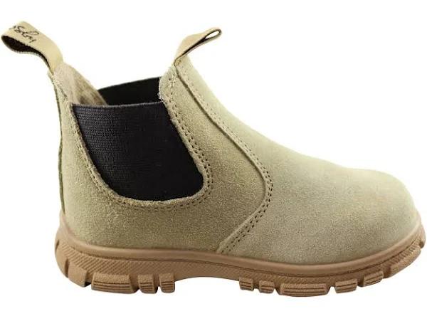 Grosby Ranch Baby Toddler Kids Leather Pull On Boots - 9 AUS (Junior Kids) / Wheat