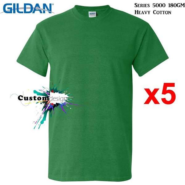 5 Packs Gildan T-Shirt Blank Plain Basic Men Heavy Cotton (Antique Irish) L