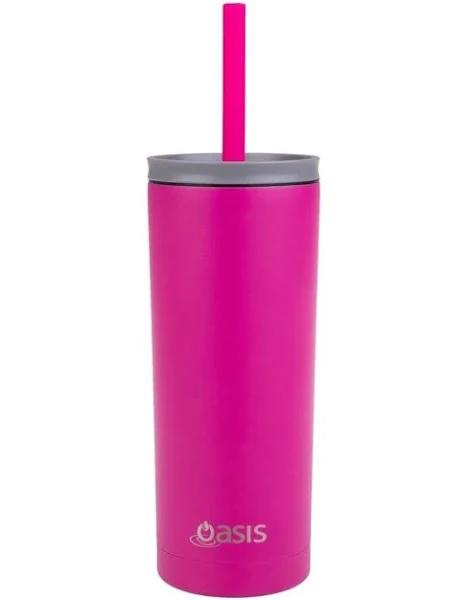 Oasis Super Sipper Insulated Tumbler w/Silicone Straw 600ml - Fuchsia