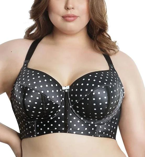 Parfait Charlotte Lightly Padded Wired Longline Bra in Black Dot Black 12GG