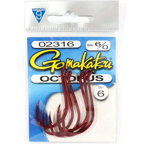 Gamakatsu Octopus Red Pre Pack Hooks 6/0 - 6pcs