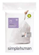 simplehuman Code G 30L Custom Fit Bin Liners, White, CW0166