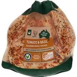 Woolworths Tomato & Basil Seasoned Whole Chicken Per kg