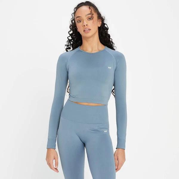 MP Women's Shape Seamless Long Sleeve Crop Top - Pebble Blue - S