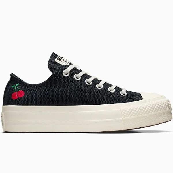 Converse Black Chuck Taylor All Star Lift Platform Cherries Low Top Sneakers