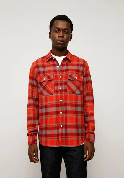 Brixton Bowery L/S Flannel Barn red/flint Blue/Burgundy S