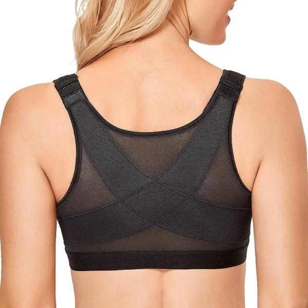 DELIMIRA Women's Full Coverage Front Closure No Padded Wireless Posture Bra