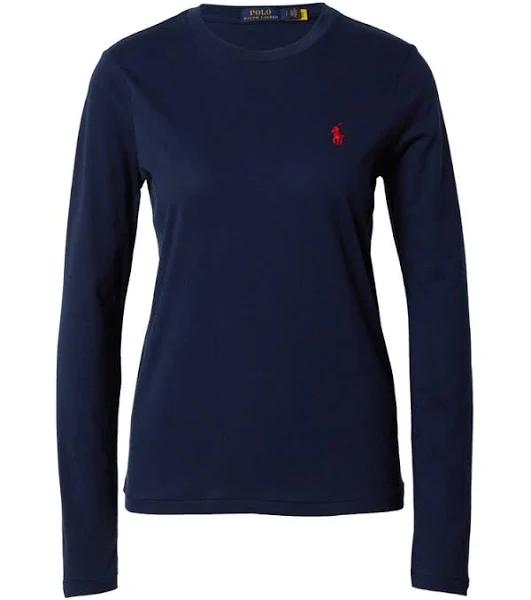 David Jones Polo Ralph Lauren Long-Sleeve Jersey Crewneck Tee in Navy, Size Small