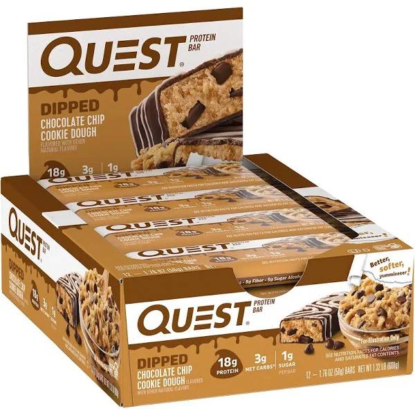 Quest Nutrition Quest Protein Bar Dipped Chocolate Chip Cookie Dough 12 Bars