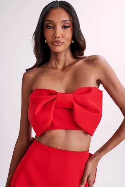 Katie Bow Crop Top | Red