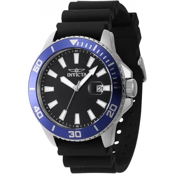 Invicta Pro Diver Silicone Strap Black Dial Quartz 46089 Men's Watch