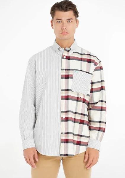 Tommy Hilfiger GLOBAL Check Blocking Shirt in ivory-White