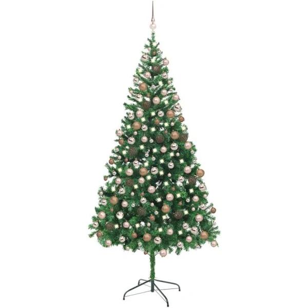 vidaXL Artificial Christmas Tree With LEDs&Ball Set 210cm 910 Branches