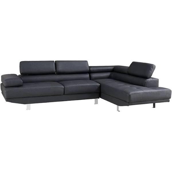 Foret 4 Seater Sofa L Shape Lounge Couch Chaise Metal Fabric Right Corner Black