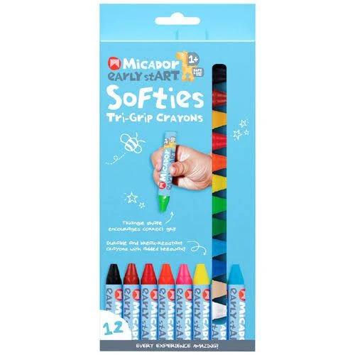 EarlystART Micador Early Start Softies Tri-Grip Crayons 12 Pack