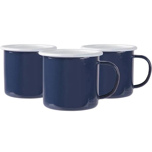 Navy Coloured Enamel Mugs - 375ml - Pack of 6 - by Argon Tableware