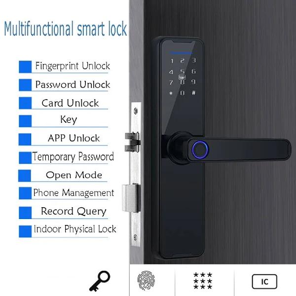 Tuya Home Wifi Smart Door Lock Biometric Fingerprint Smart Card Password Key USB