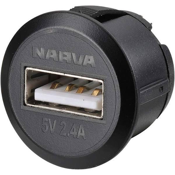 Narva Mini Flush Mount USB Socket - 81100BL