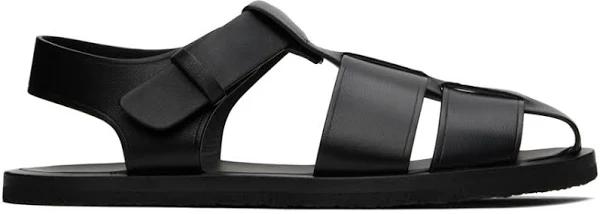 The Row Black Fisherman Sandals